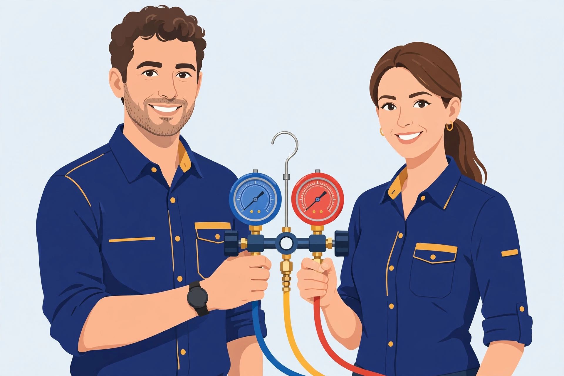 HVAC professionals illustration